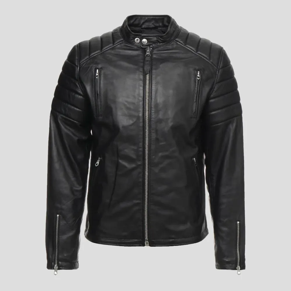 Rene Black Quilted Lambskin Leather Jacket