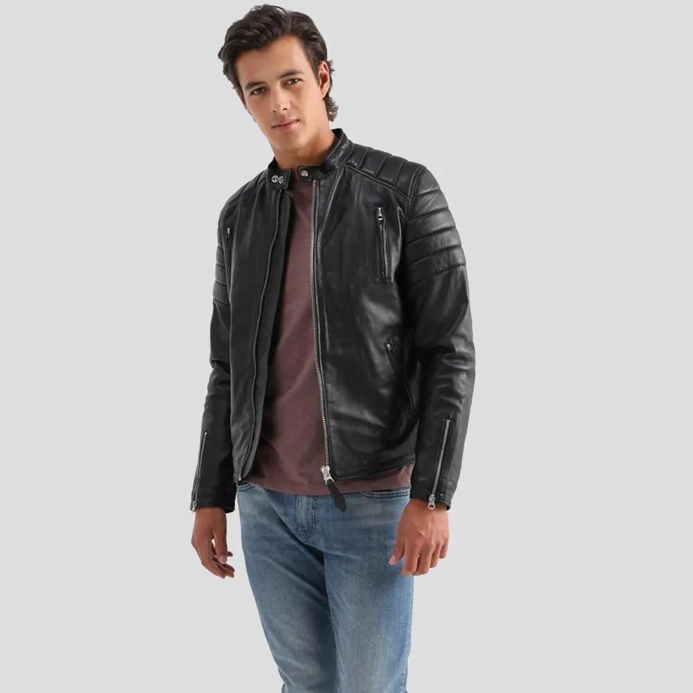 Rene Black Quilted Lambskin Leather Jacket