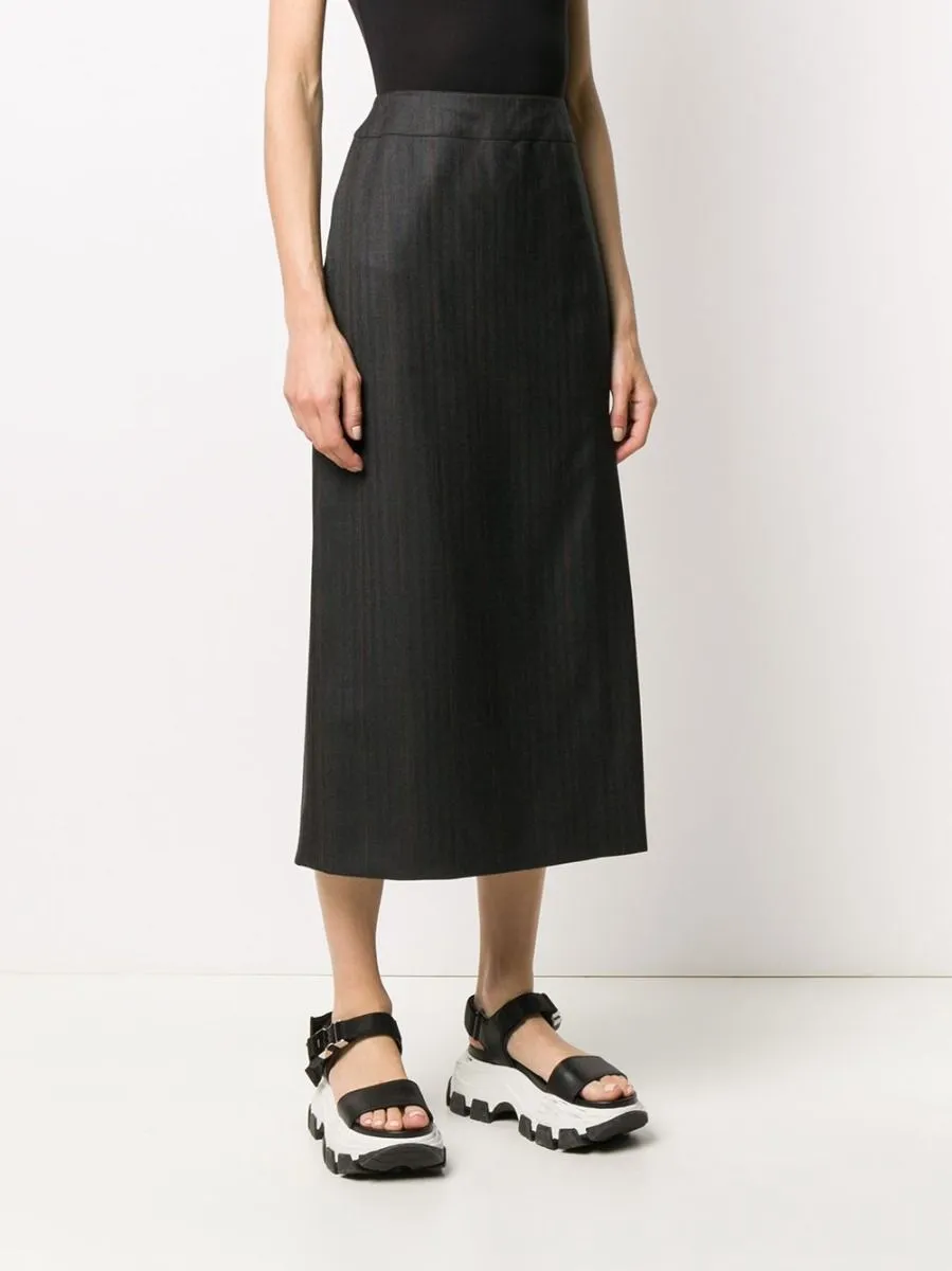 Straight Black Wrap Skirt