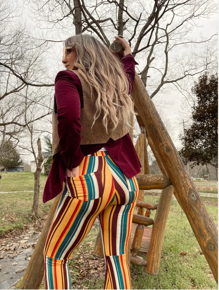 Straight Up Sideways Striped Bell Bottom Flares ~ Lainey Wilson X Lil Bee's Bohemian