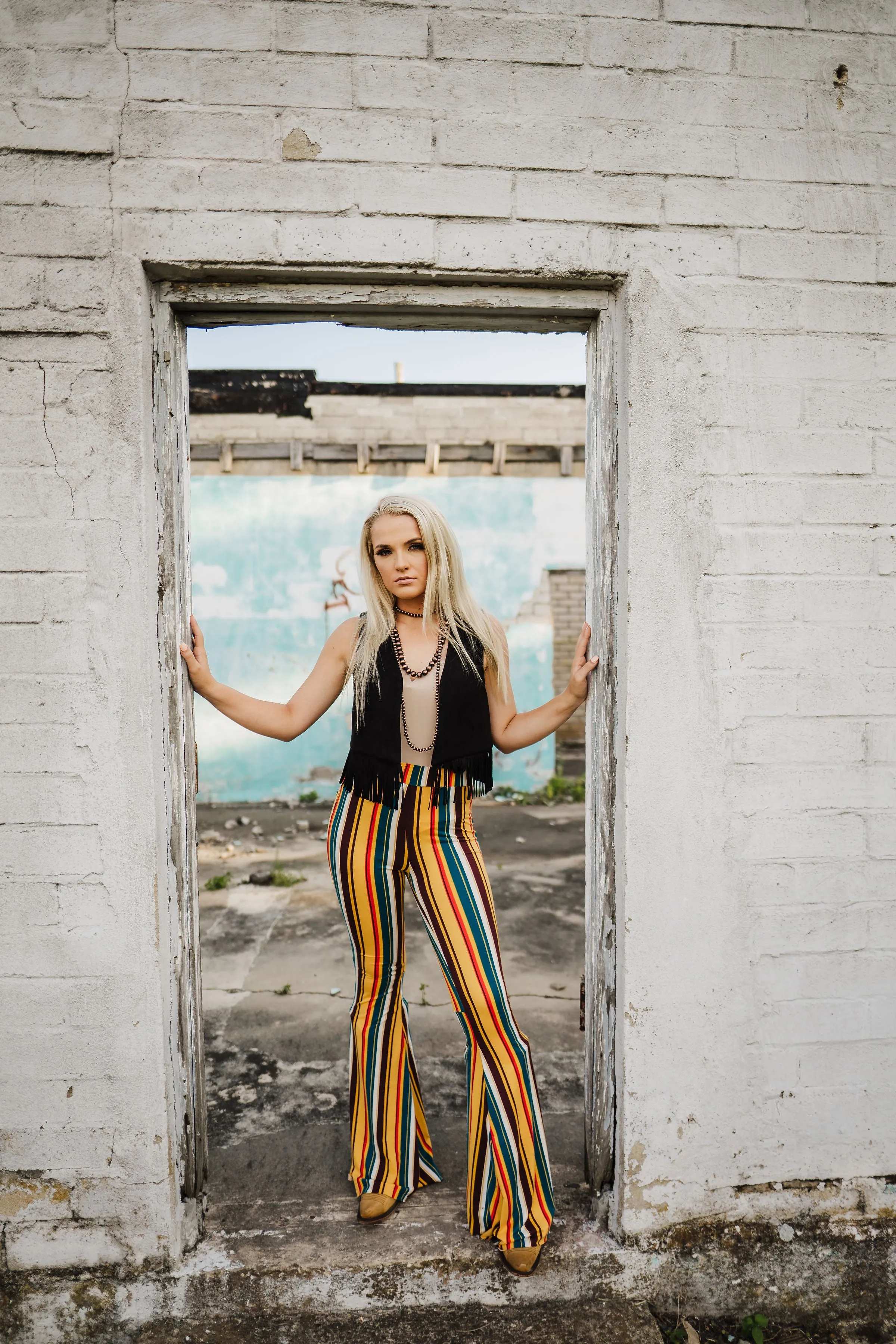 Straight Up Sideways Striped Bell Bottom Flares ~ Lainey Wilson X Lil Bee's Bohemian