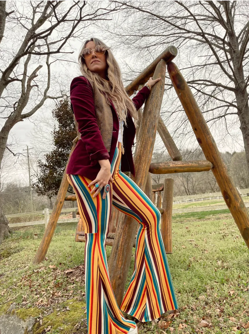 Straight Up Sideways Striped Bell Bottom Flares ~ Lainey Wilson X Lil Bee's Bohemian