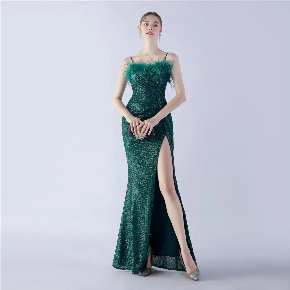 Vespera-31368 Slit Evening Gown