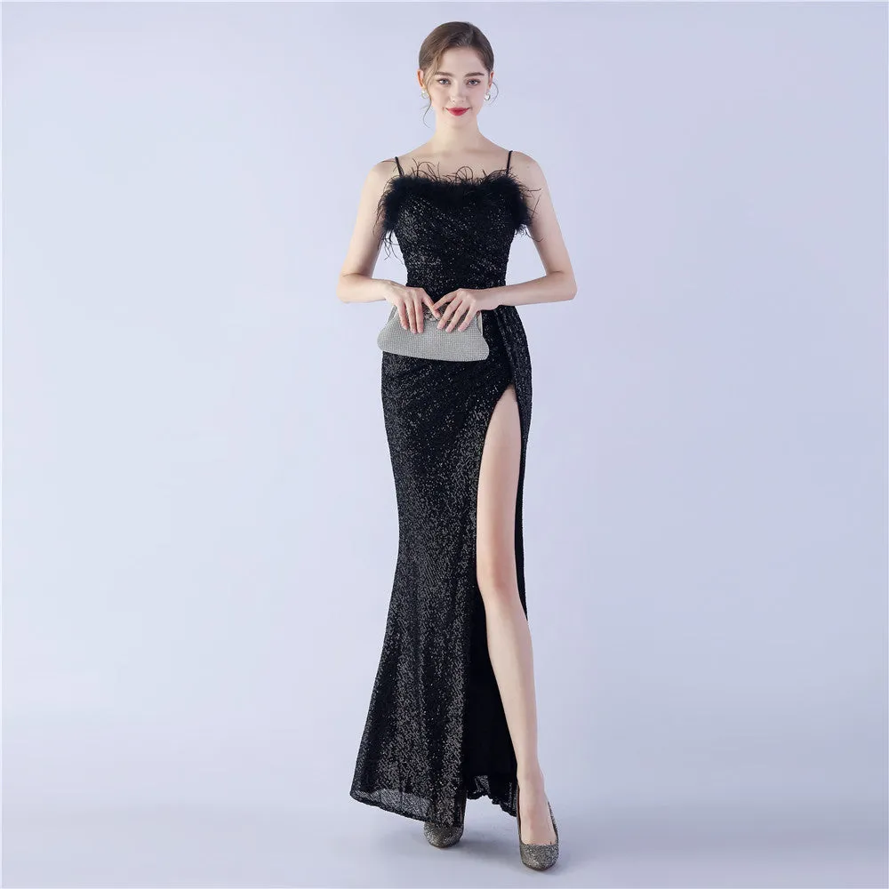 Vespera-31368 Slit Evening Gown