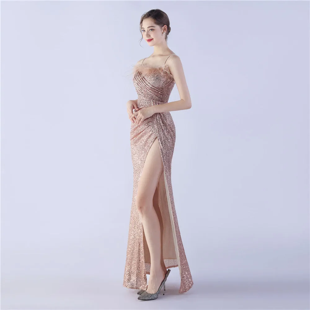 Vespera-31368 Slit Evening Gown