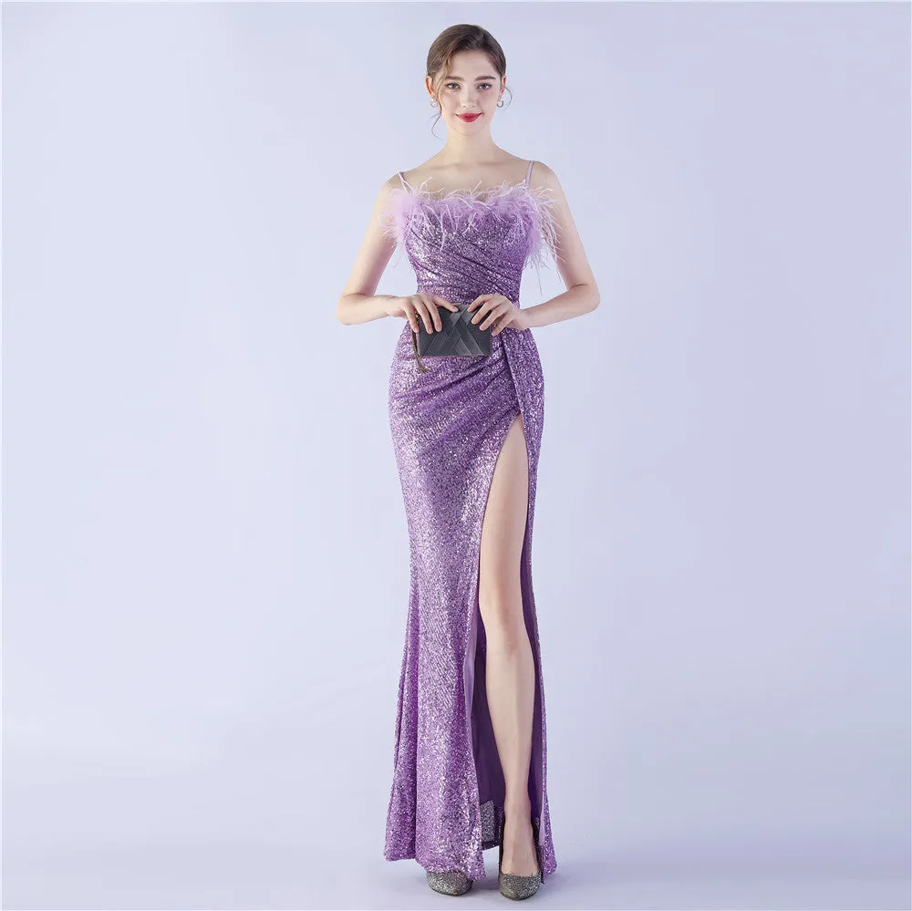 Vespera-31368 Slit Evening Gown