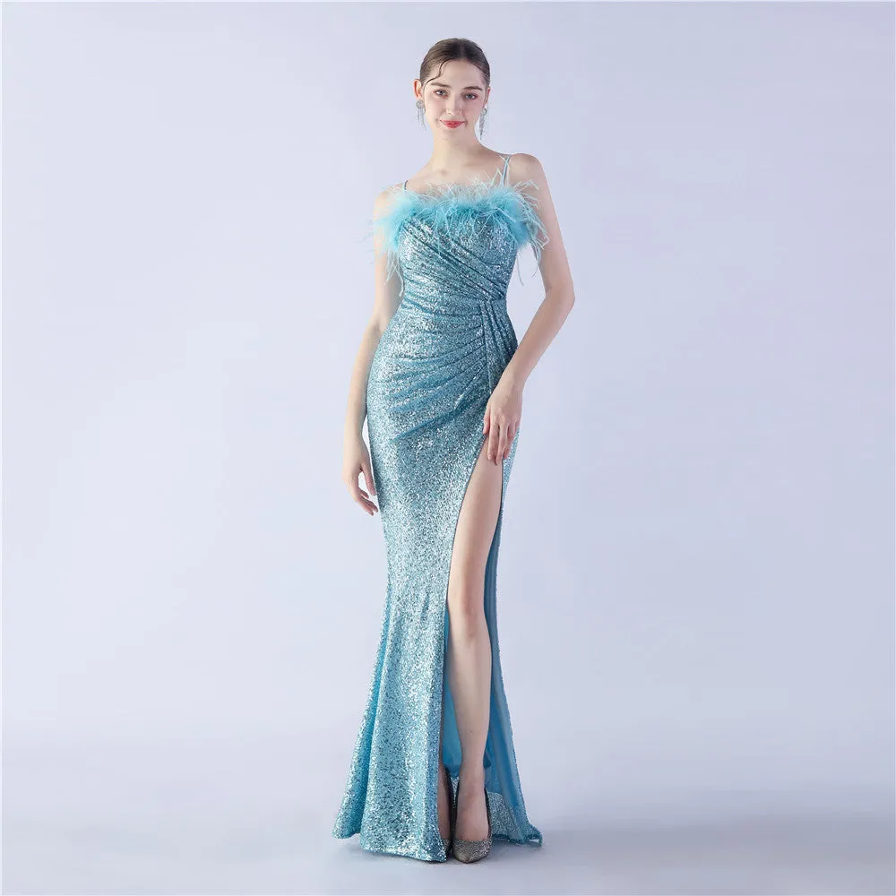 Vespera-31368 Slit Evening Gown