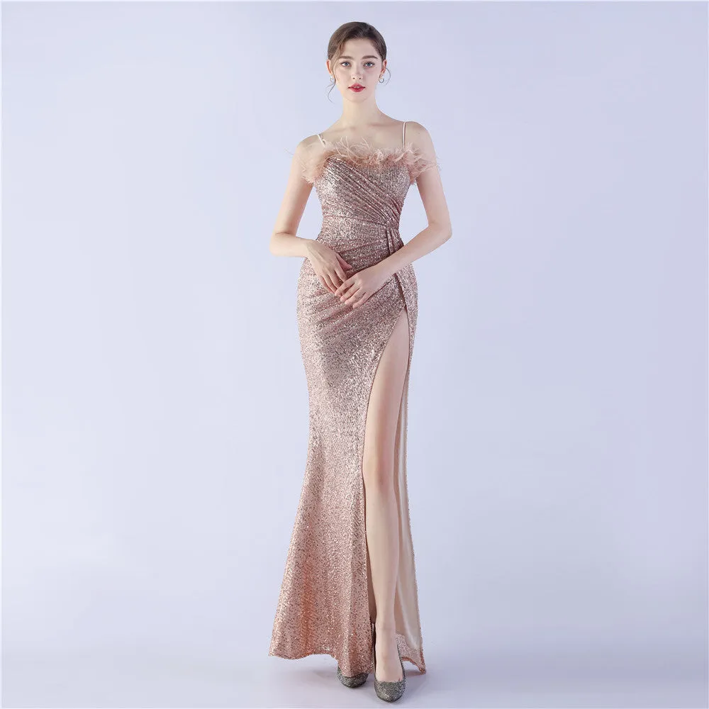 Vespera-31368 Slit Evening Gown