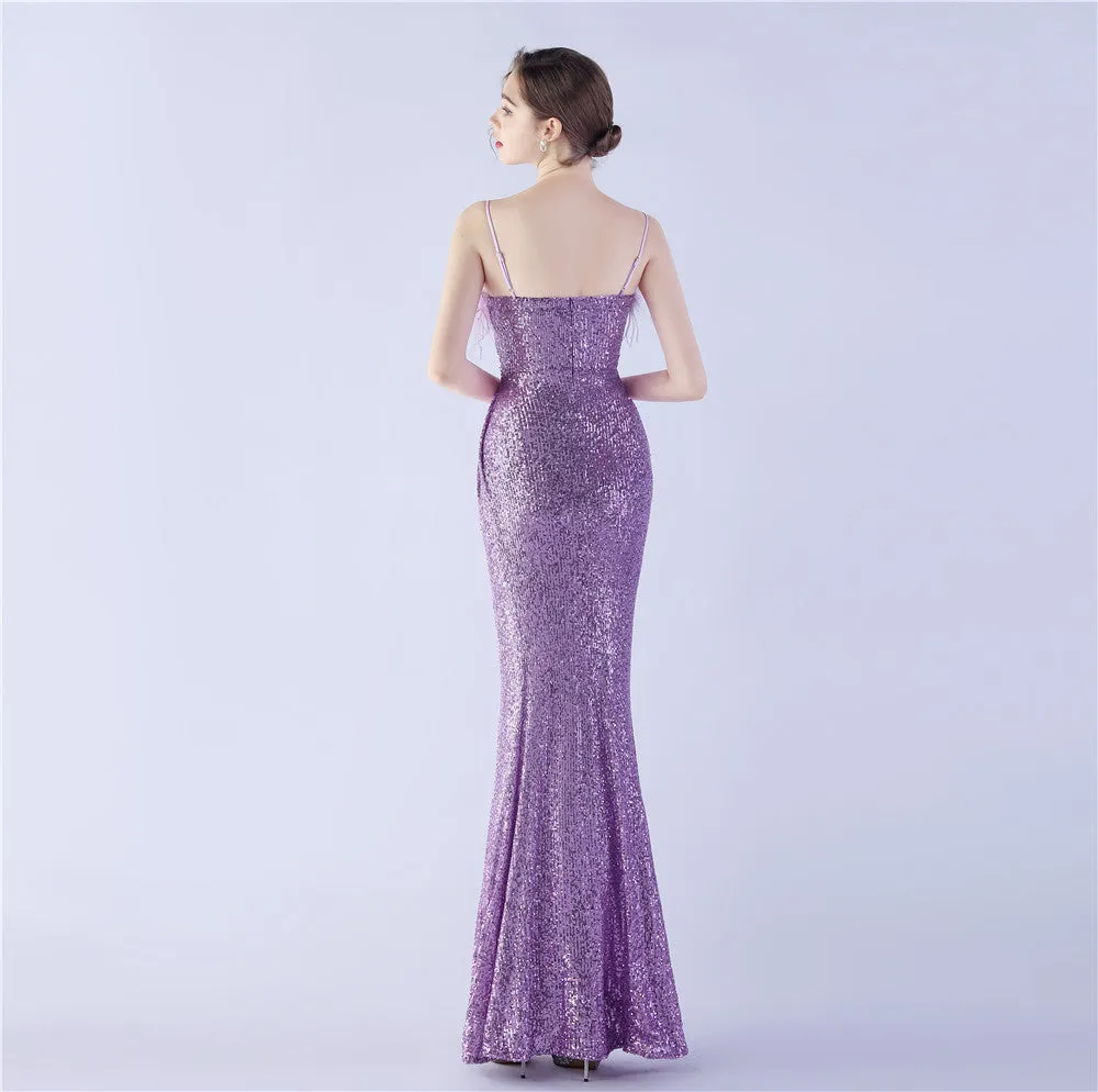 Vespera-31368 Slit Evening Gown