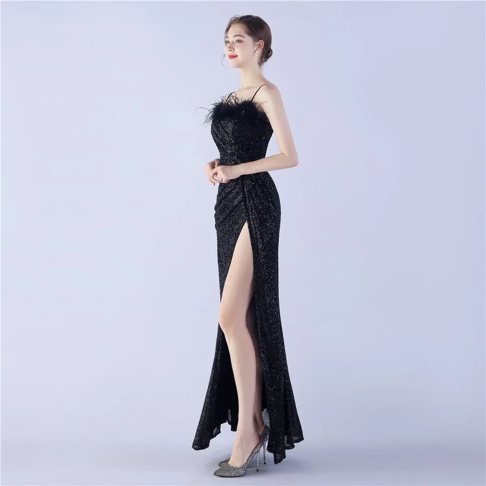 Vespera-31368 Slit Evening Gown