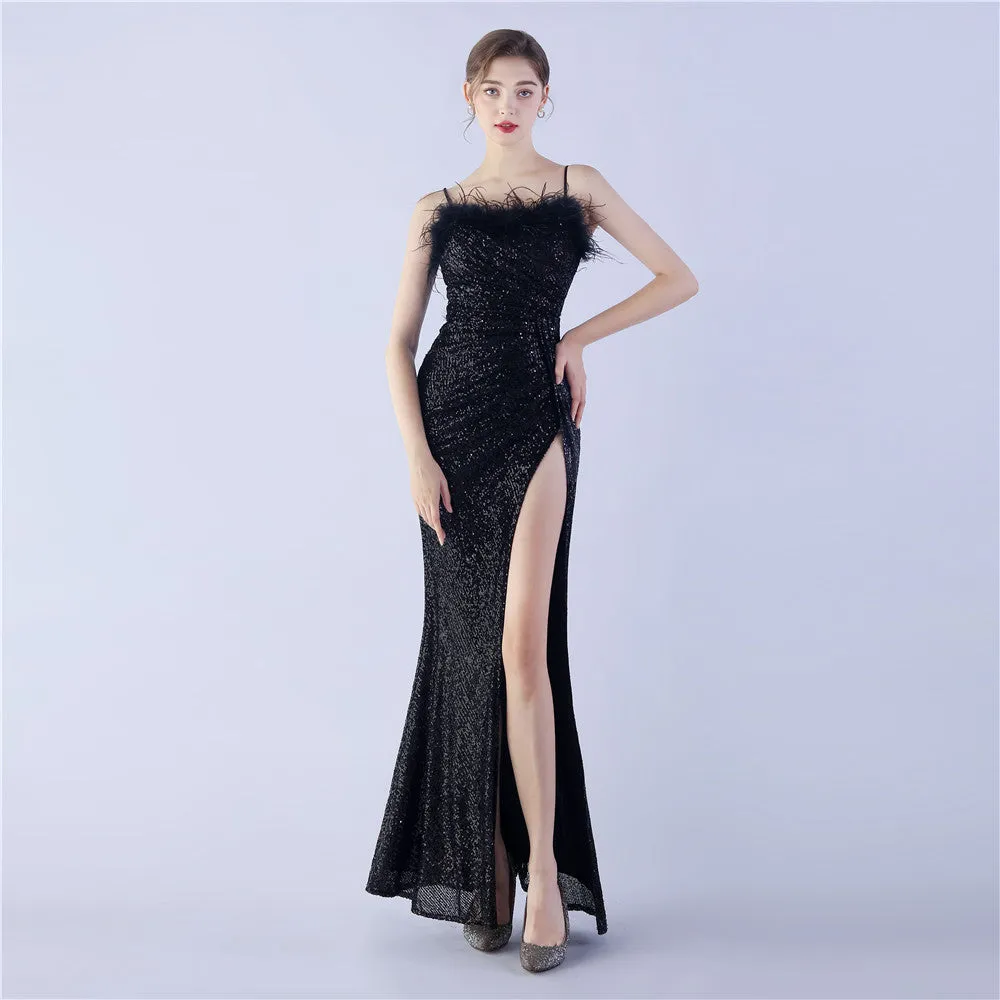 Vespera-31368 Slit Evening Gown