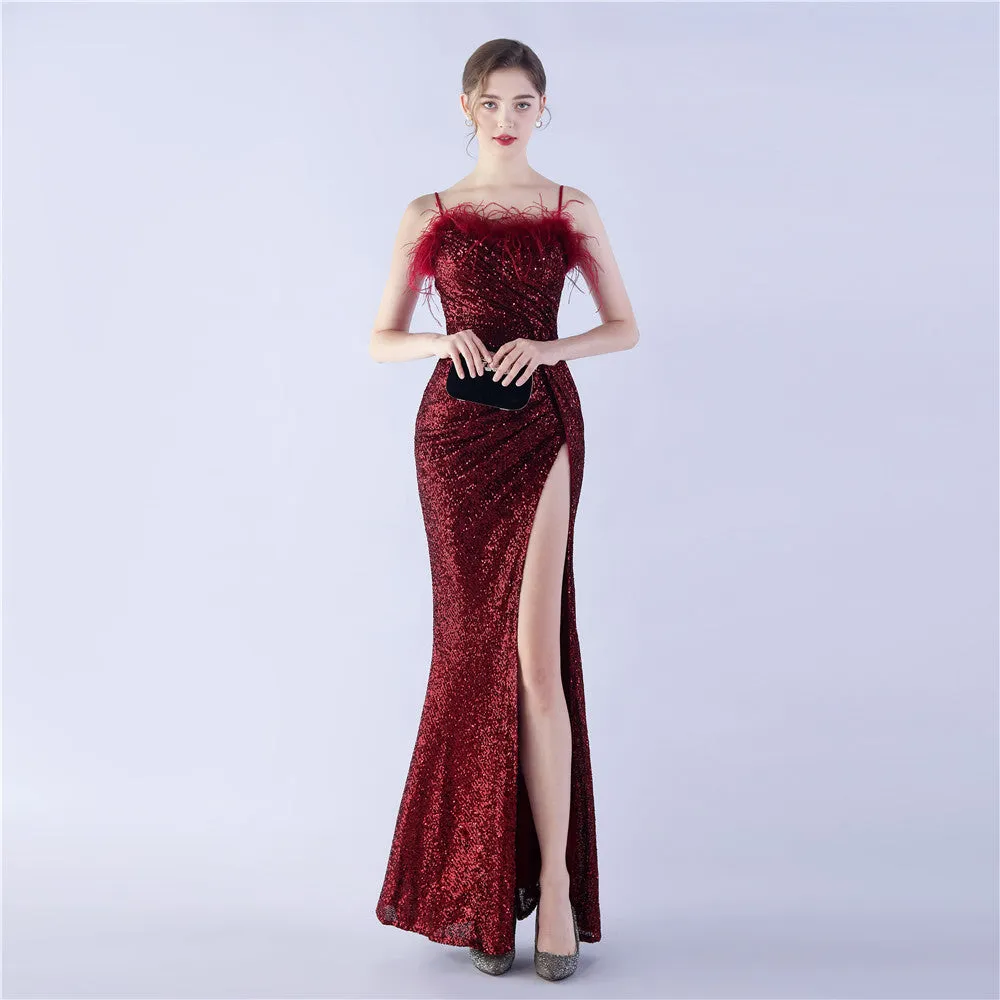 Vespera-31368 Slit Evening Gown