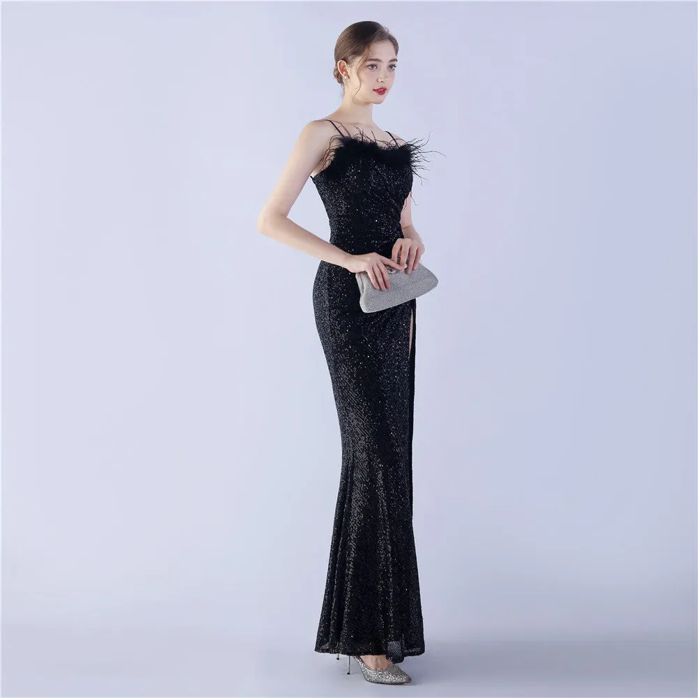 Vespera-31368 Slit Evening Gown