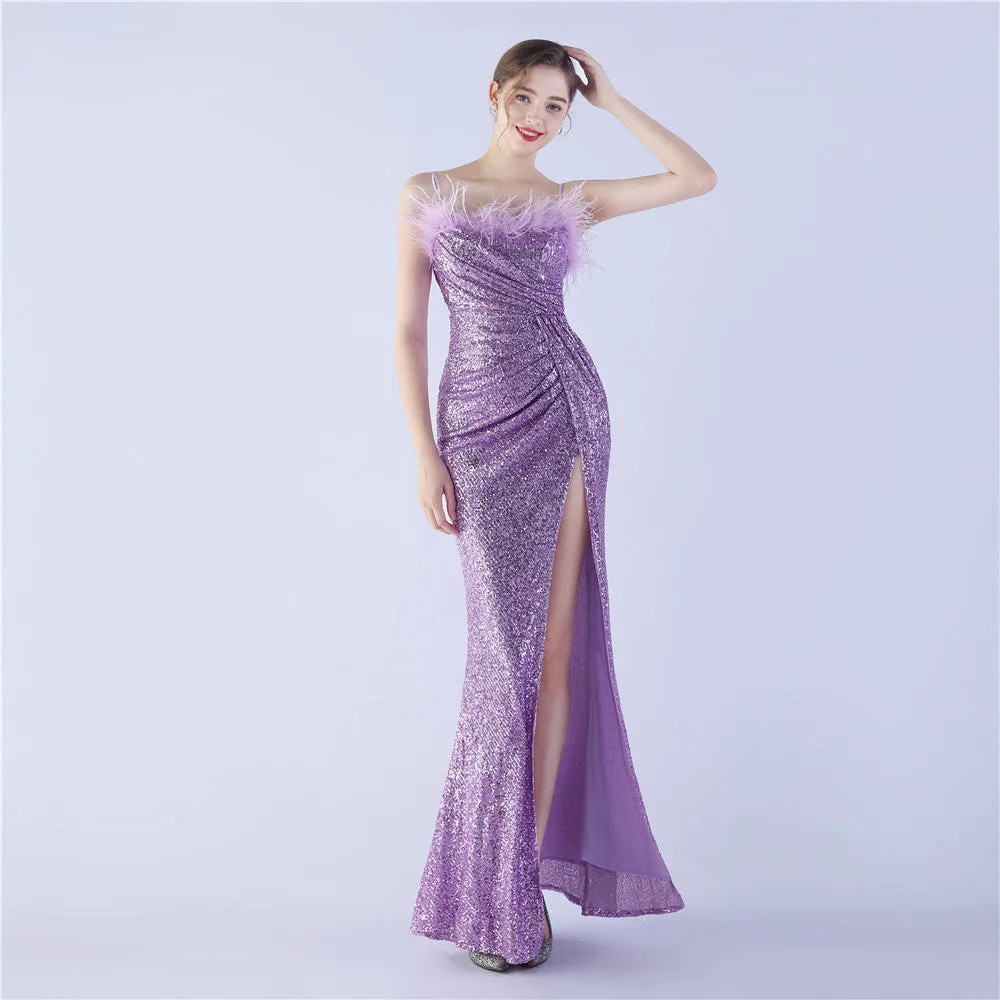 Vespera-31368 Slit Evening Gown