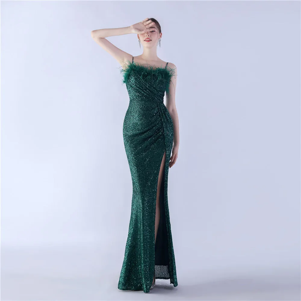 Vespera-31368 Slit Evening Gown