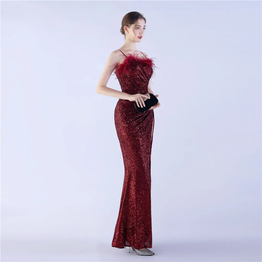 Vespera-31368 Slit Evening Gown