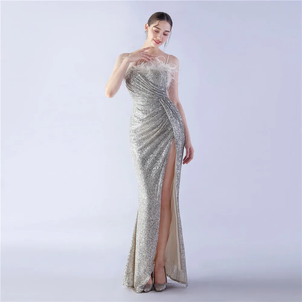 Vespera-31368 Slit Evening Gown
