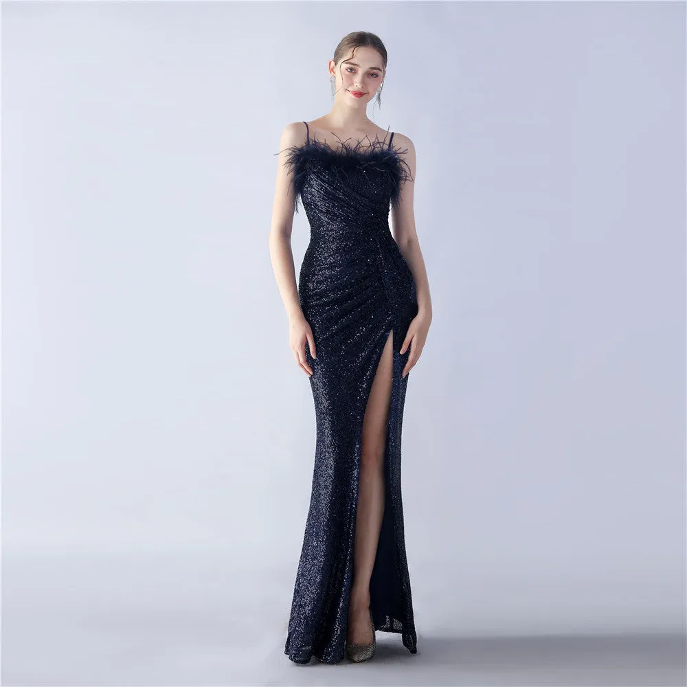 Vespera-31368 Slit Evening Gown