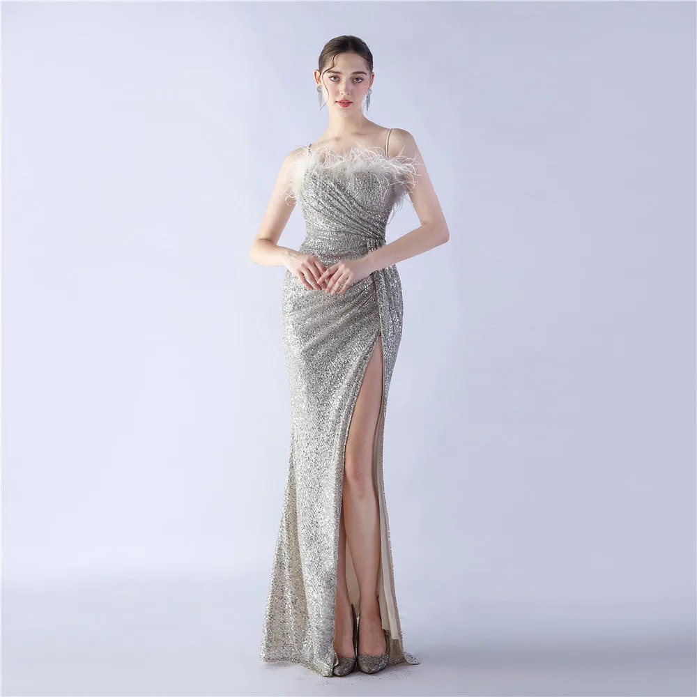 Vespera-31368 Slit Evening Gown