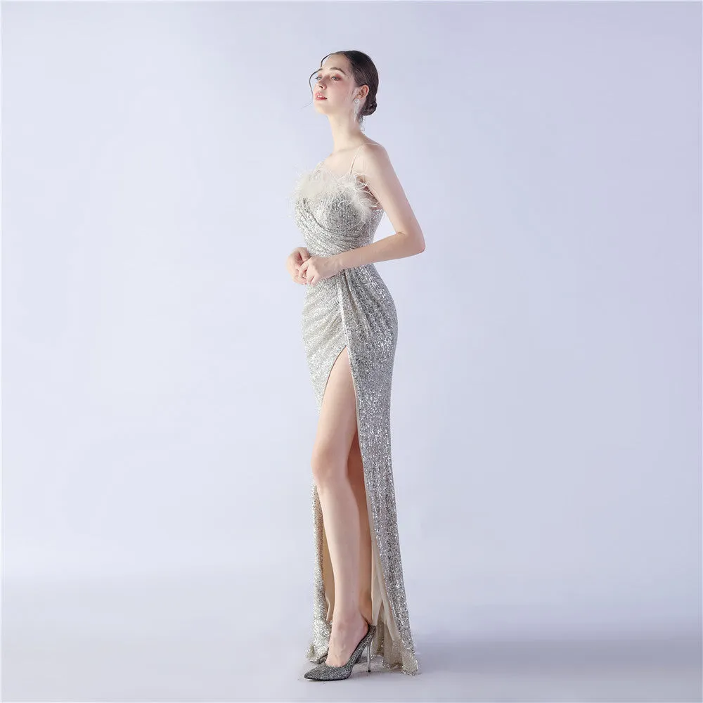 Vespera-31368 Slit Evening Gown