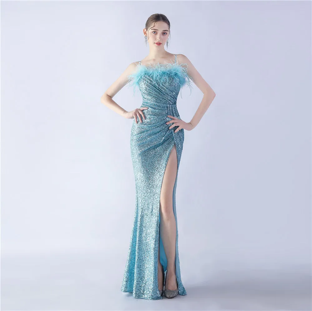Vespera-31368 Slit Evening Gown