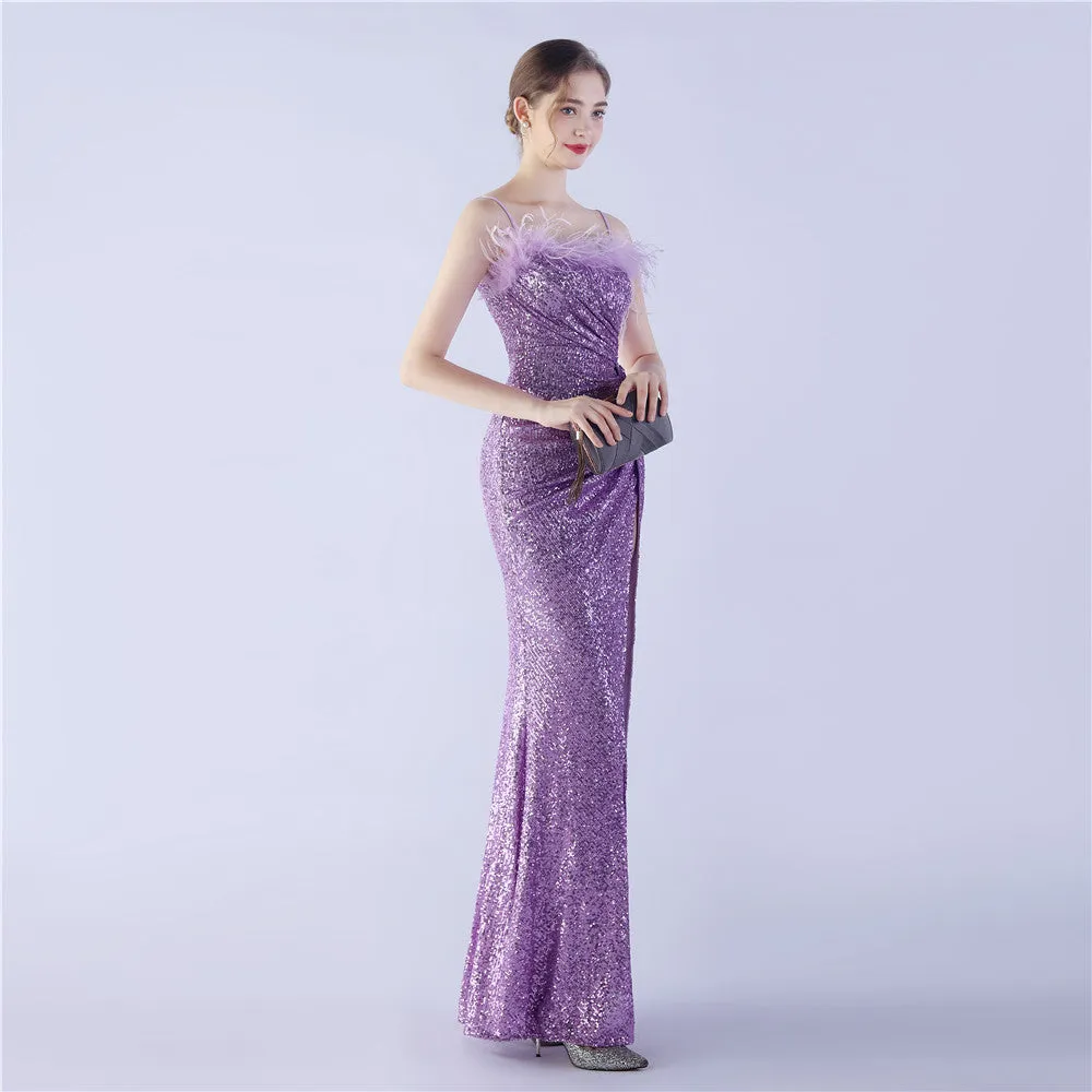 Vespera-31368 Slit Evening Gown