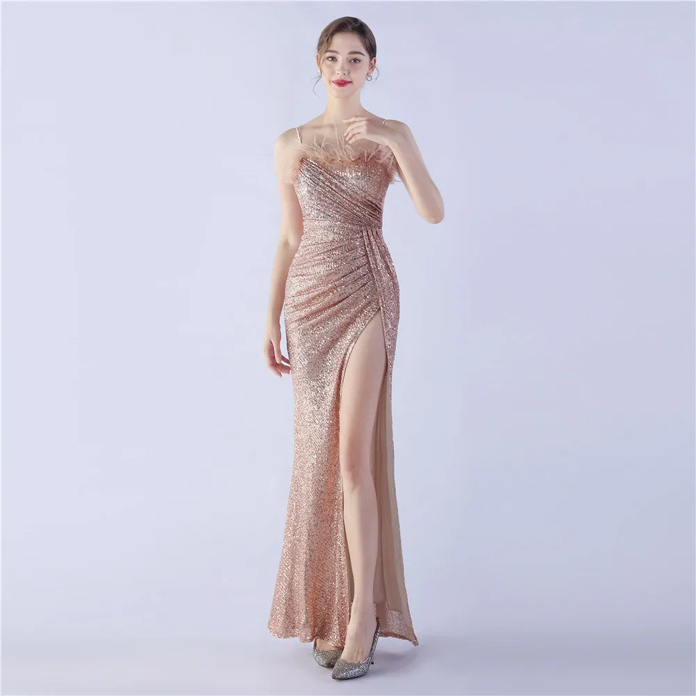 Vespera-31368 Slit Evening Gown