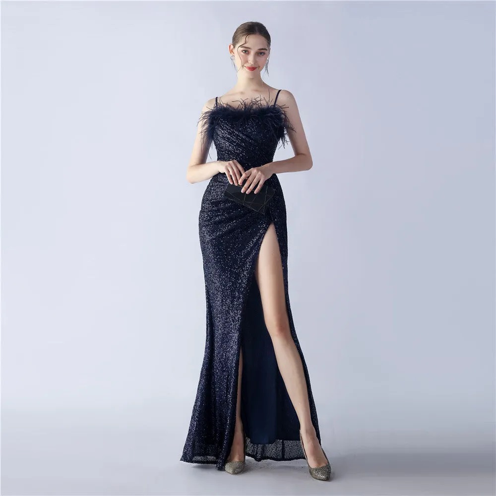 Vespera-31368 Slit Evening Gown