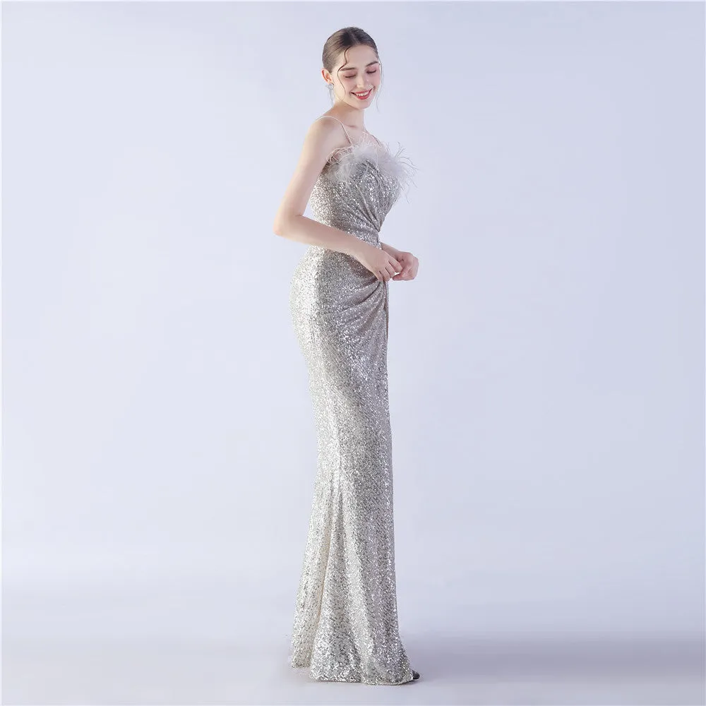 Vespera-31368 Slit Evening Gown