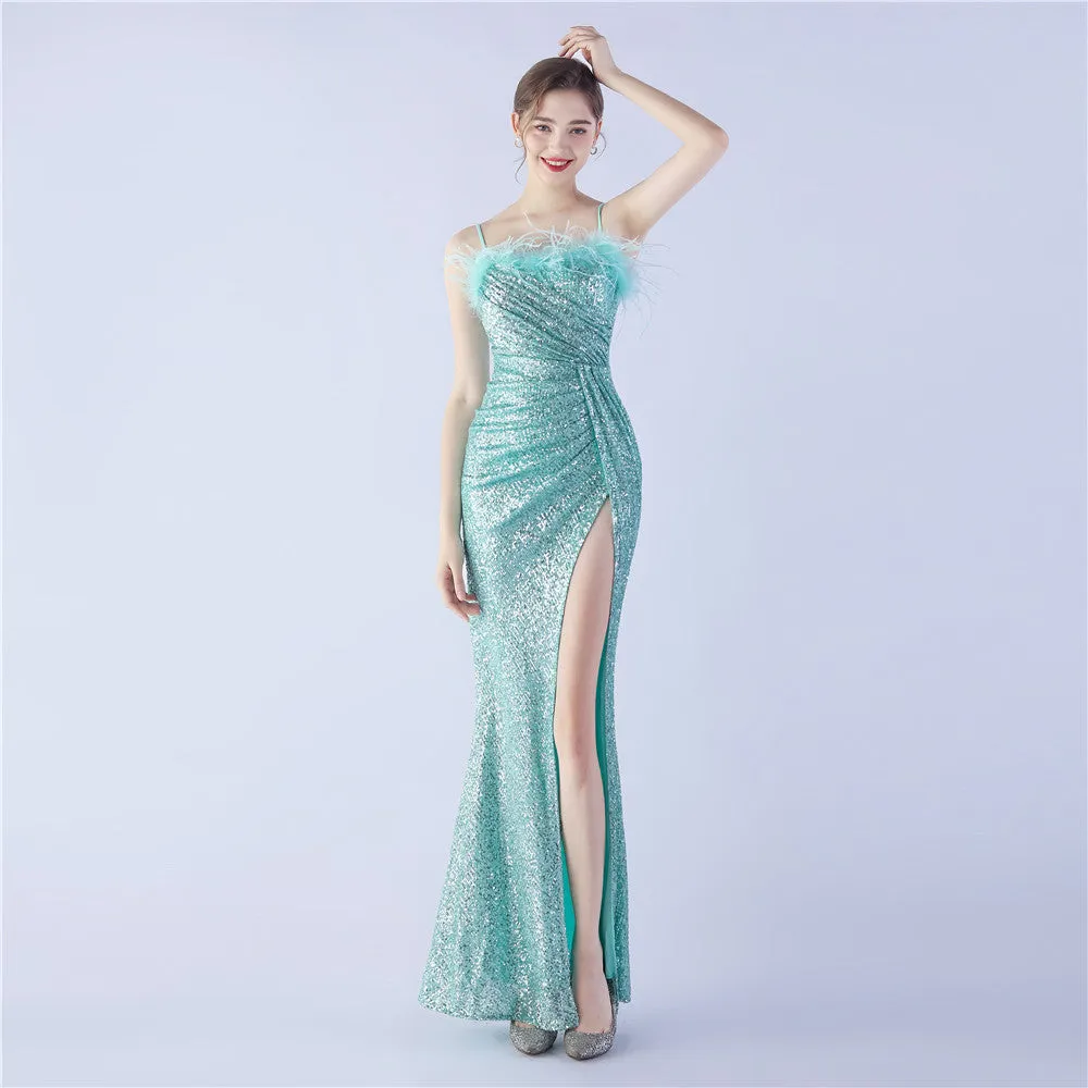 Vespera-31368 Slit Evening Gown