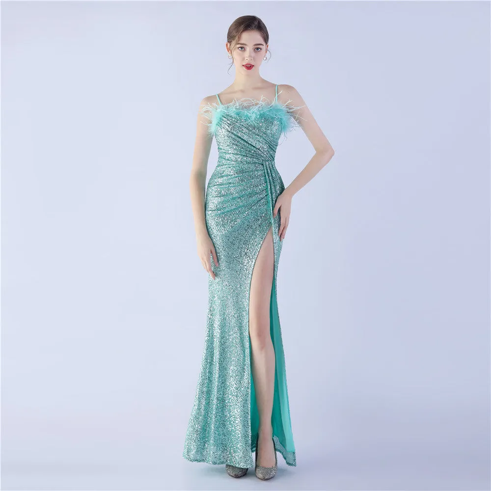Vespera-31368 Slit Evening Gown