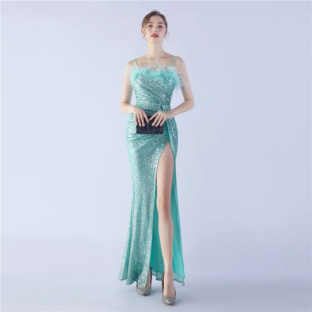 Vespera-31368 Slit Evening Gown