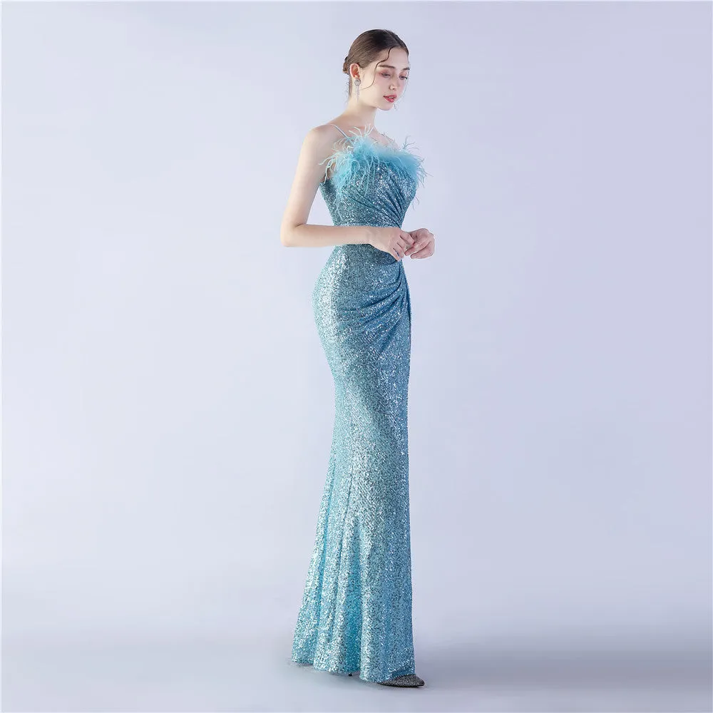 Vespera-31368 Slit Evening Gown