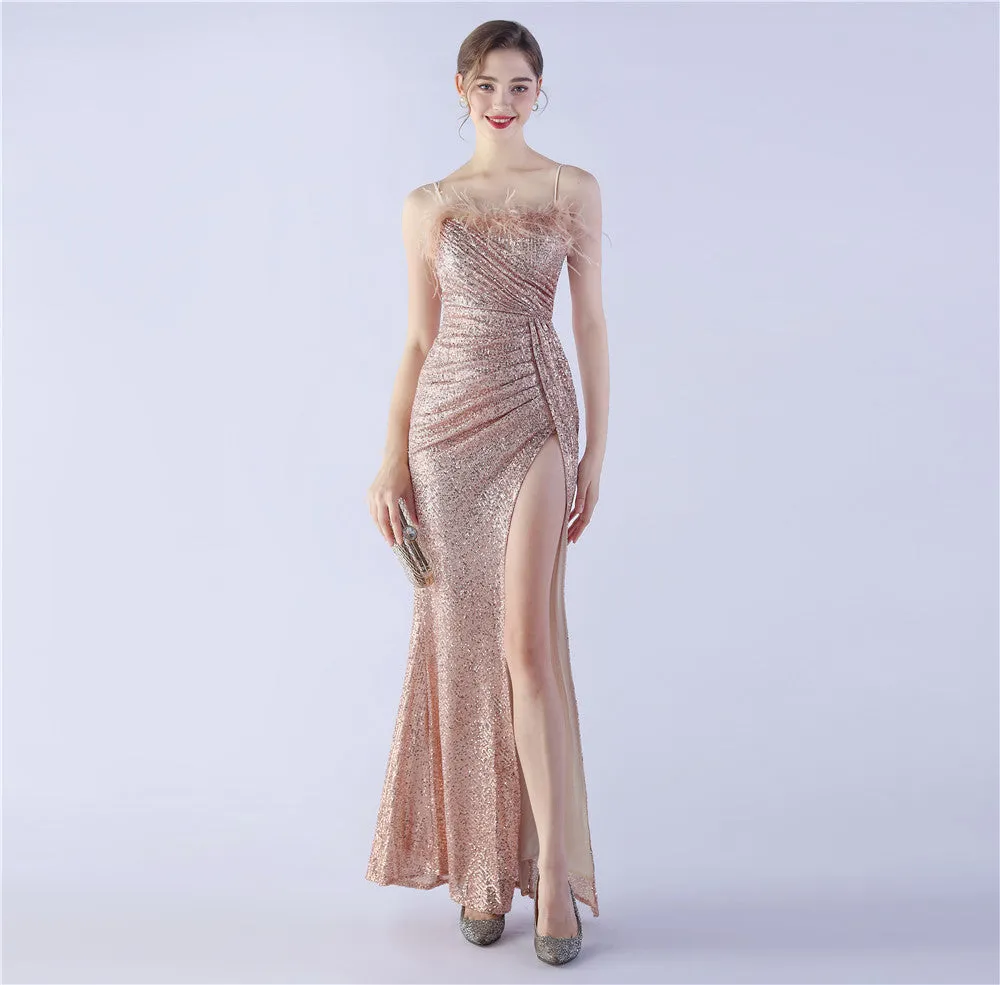 Vespera-31368 Slit Evening Gown