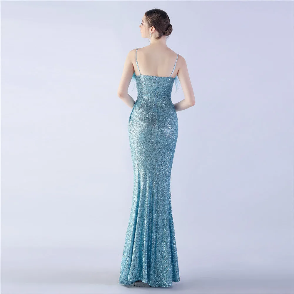 Vespera-31368 Slit Evening Gown