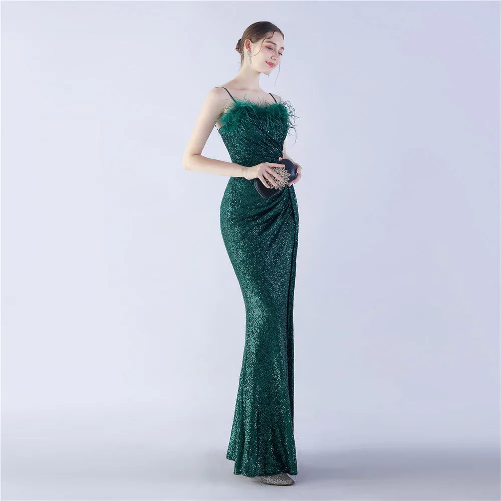Vespera-31368 Slit Evening Gown