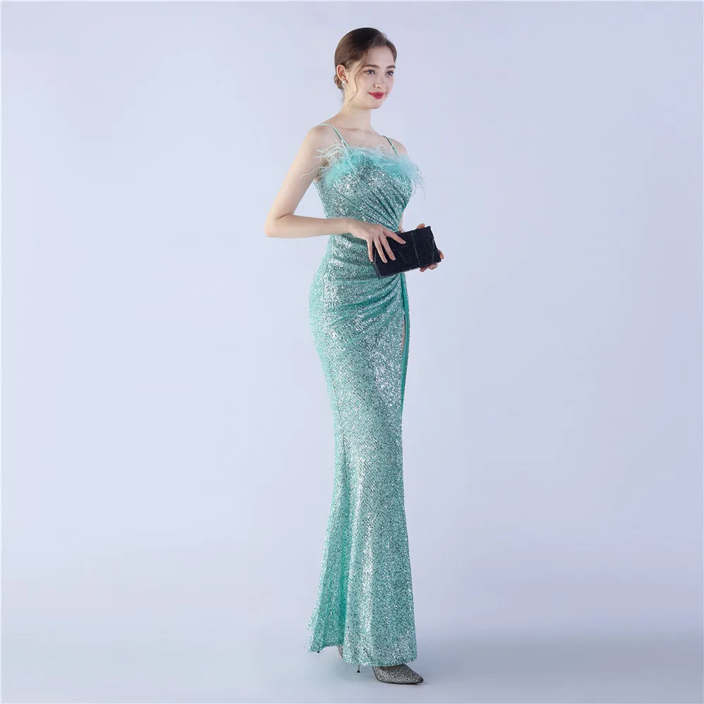 Vespera-31368 Slit Evening Gown