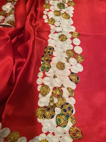 Vintage Chanel Jewel Gripoix Pearls Silk Scarf 34"x34"