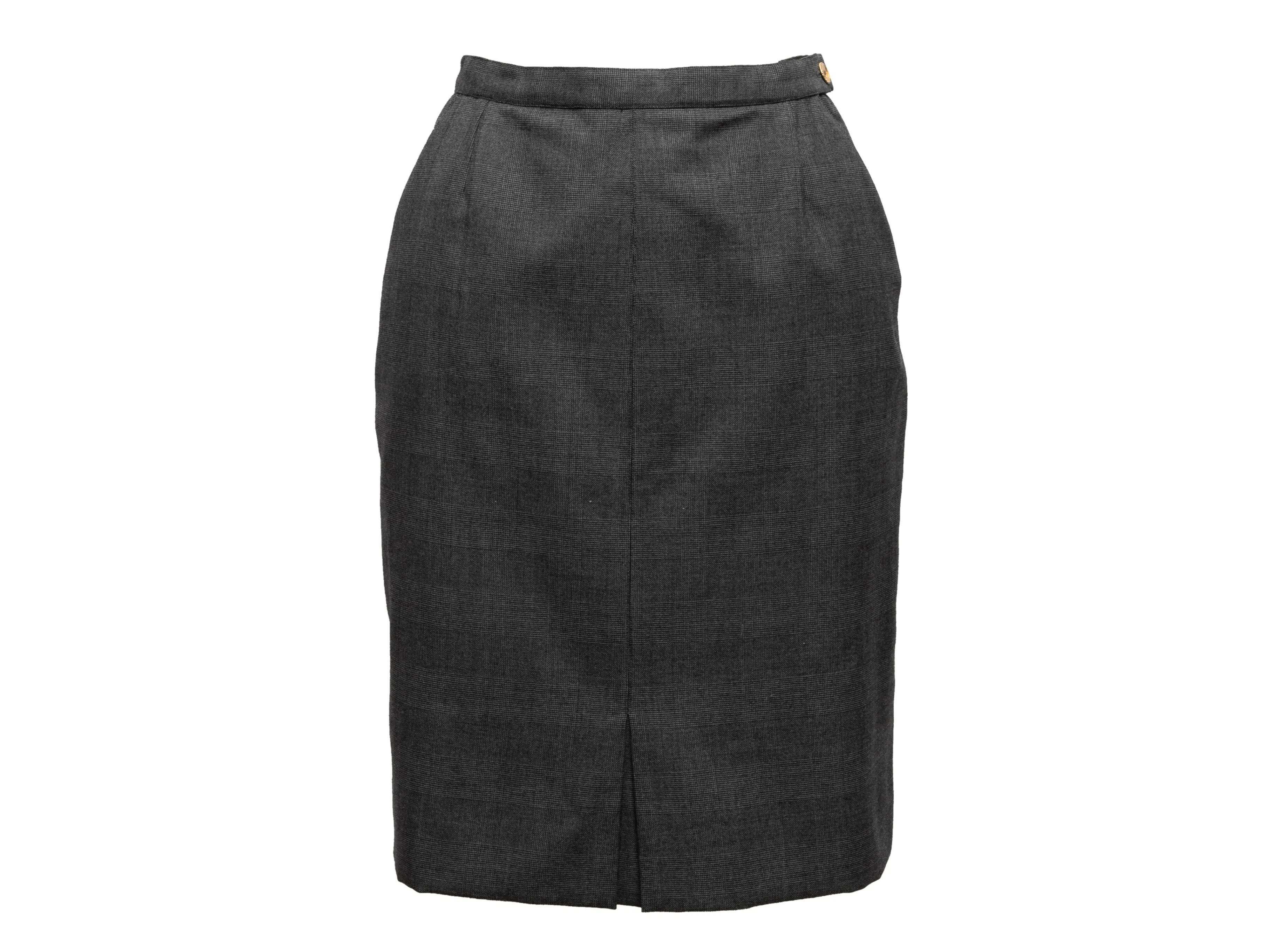 Vintage Grey Chanel 1970s Wool Pencil Skirt Size US XS