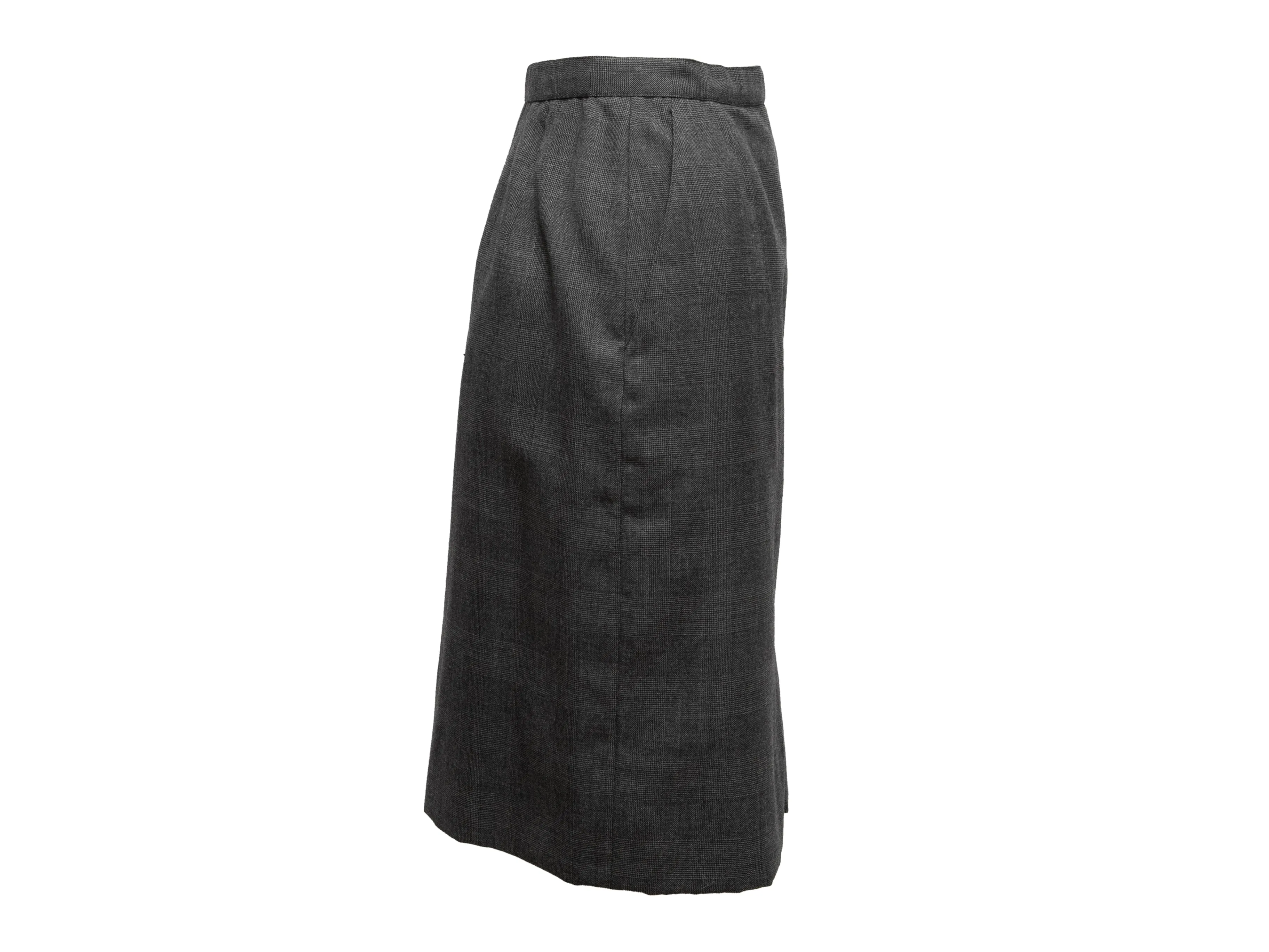 Vintage Grey Chanel 1970s Wool Pencil Skirt Size US XS