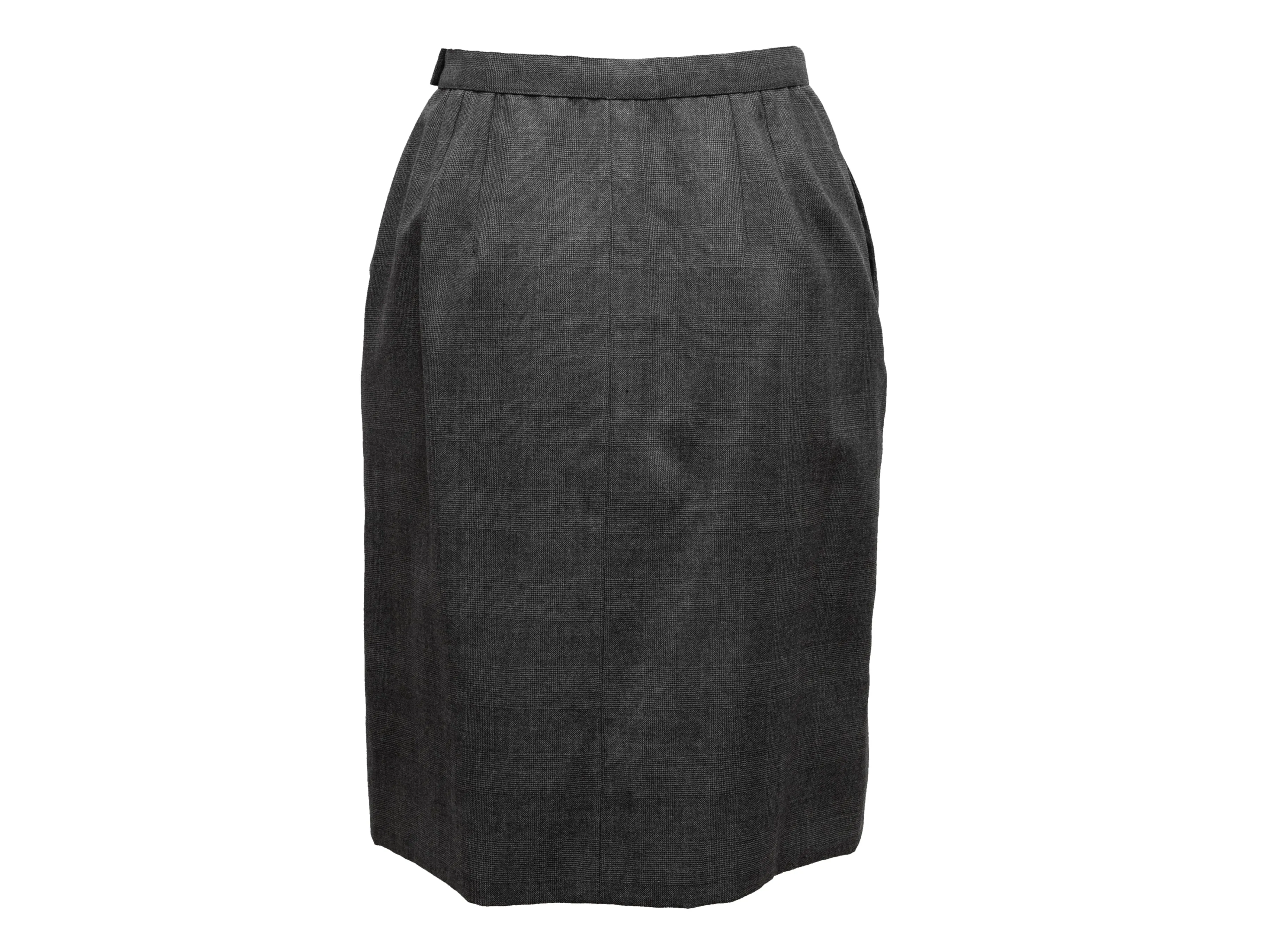 Vintage Grey Chanel 1970s Wool Pencil Skirt Size US XS