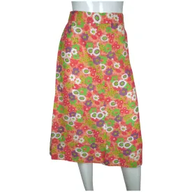 Vintage Miss Dior Floral Skirt 1970s Unused Old Stock NOS Cotton Linen Size M