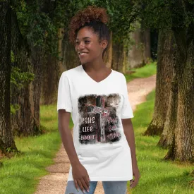 You're Forgiven By the Blood of Jesus - Unisex Short Sleeve V-Neck T-Shirt